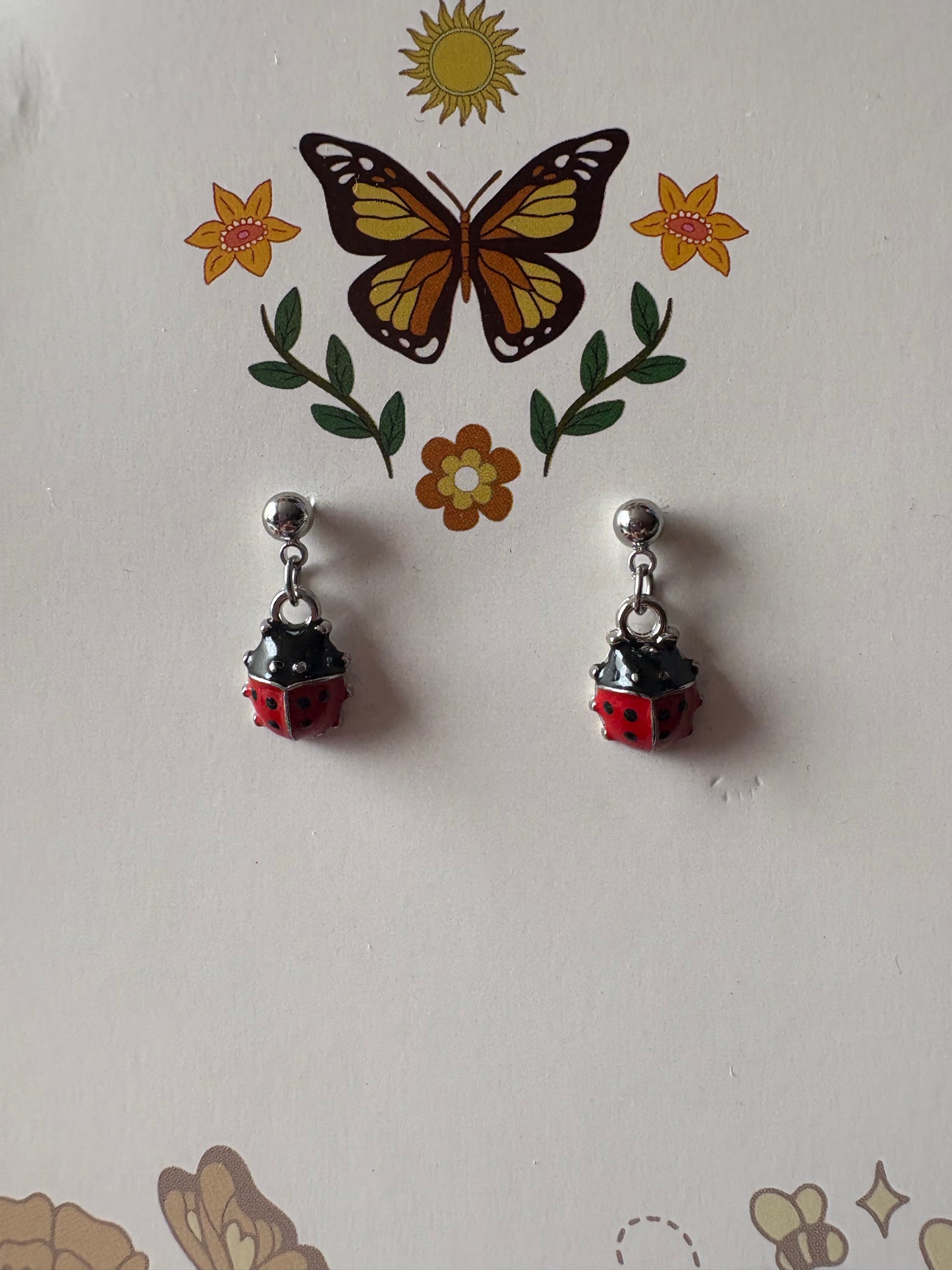 tiny ladybug earrings