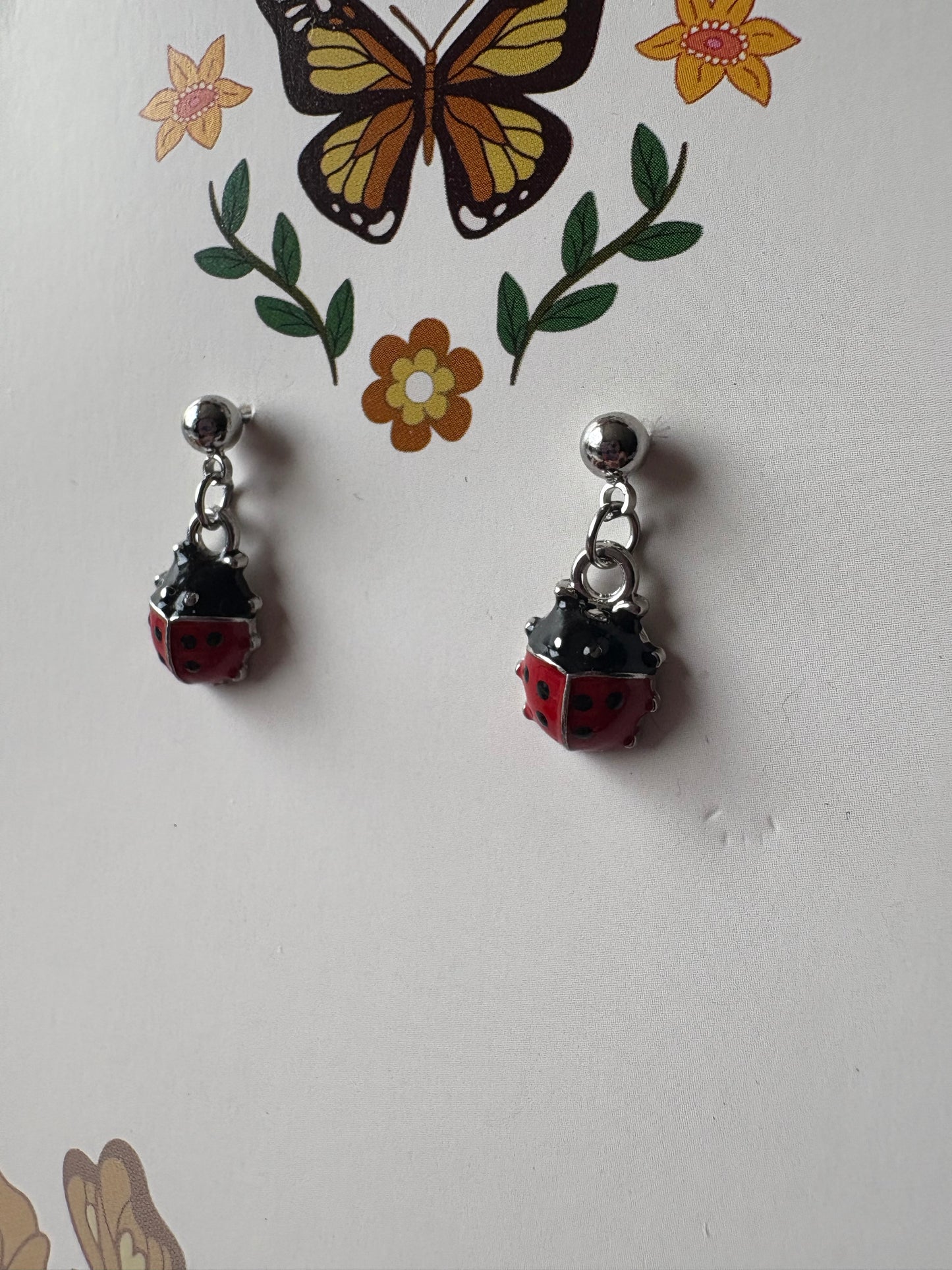 tiny ladybug earrings