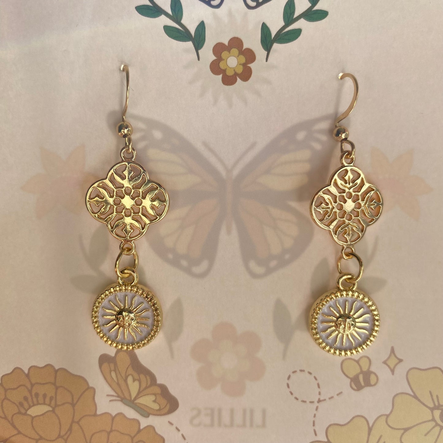 white royal sun earrings