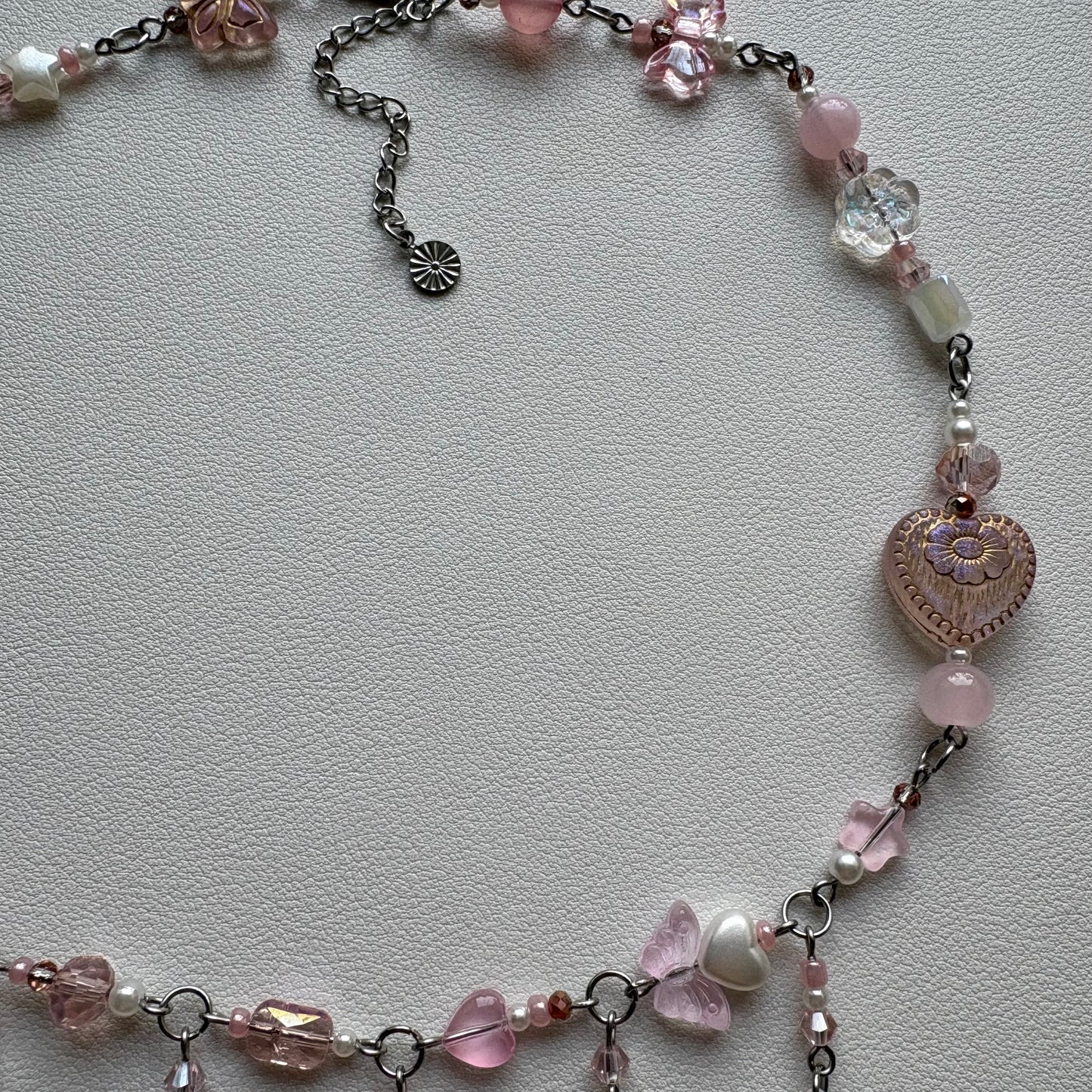 silver pink pony club necklace