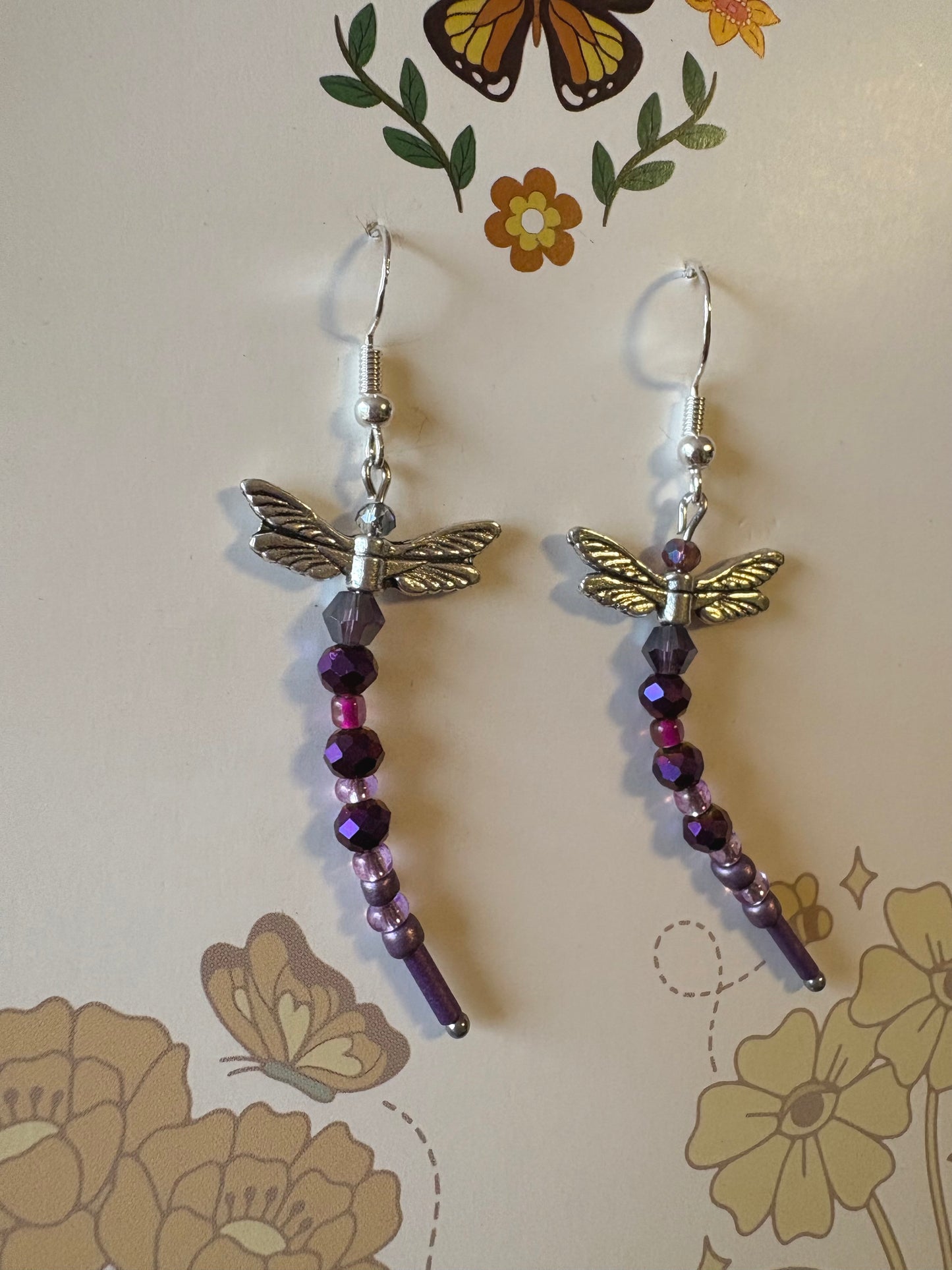 purple dragonfly earrings
