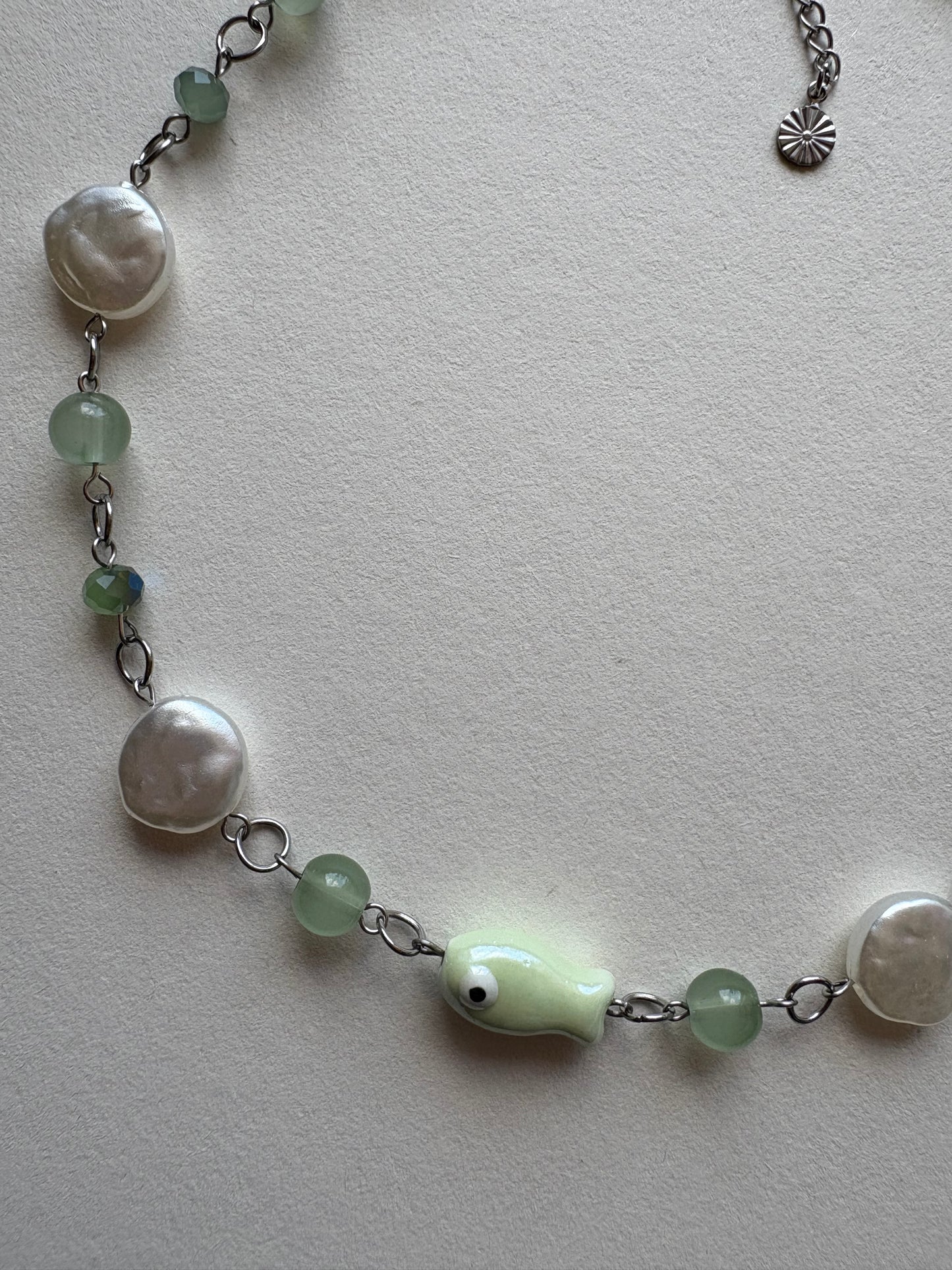 green ceramic fish necklace