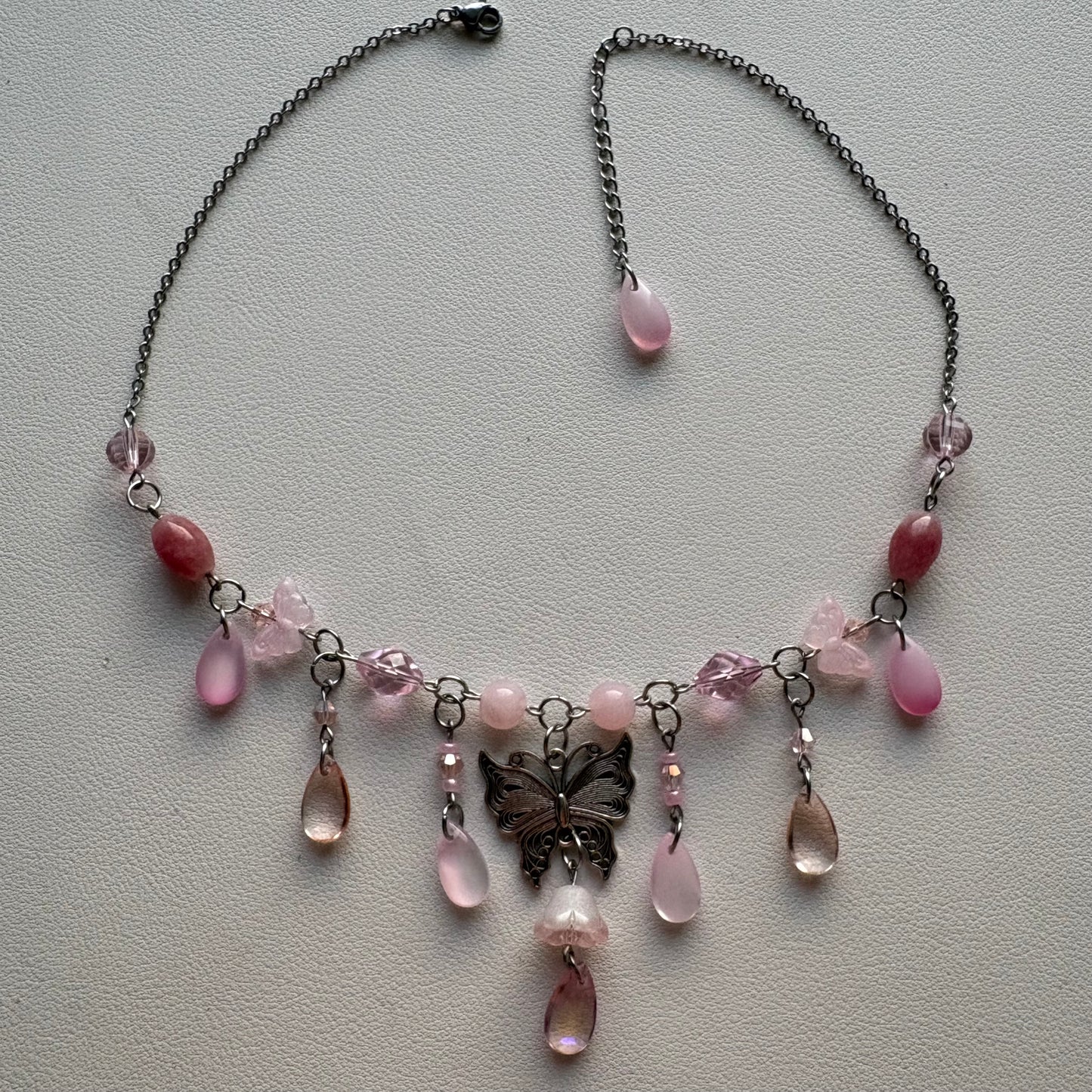 pink butterfly necklace