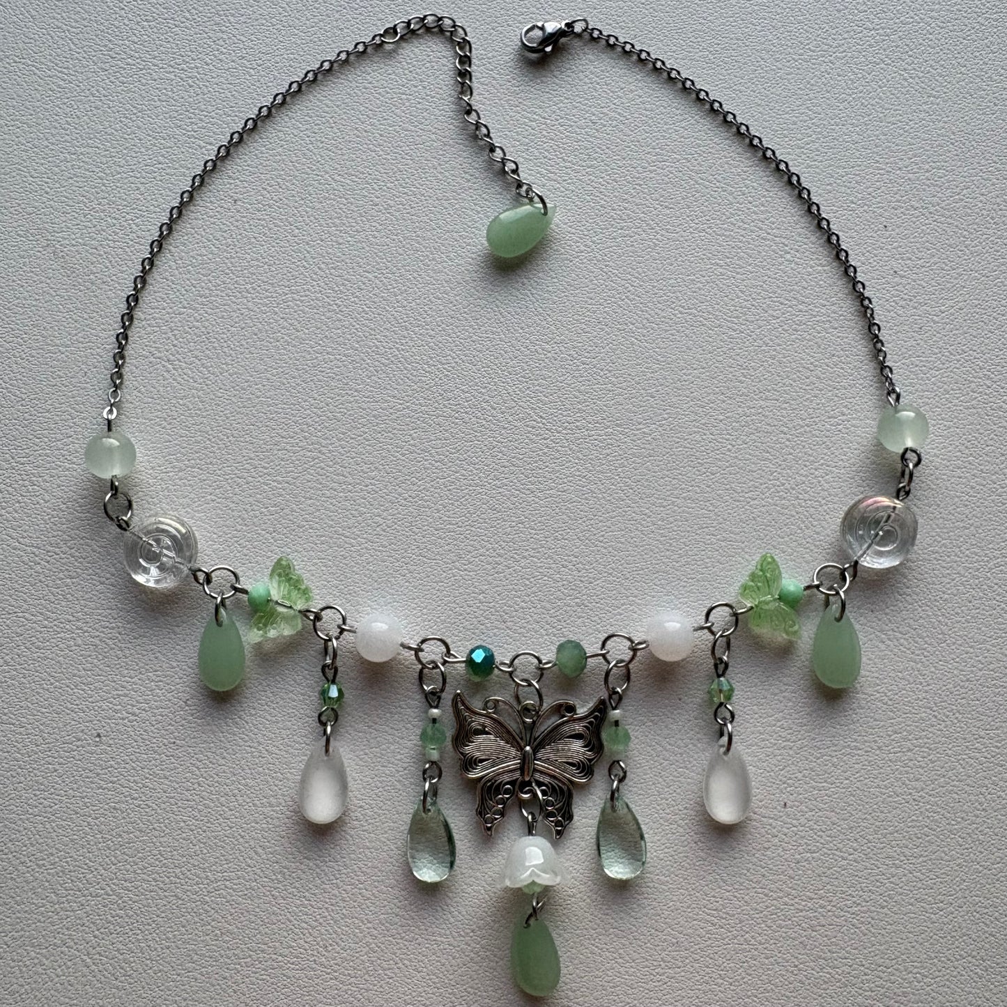 green butterfly necklace