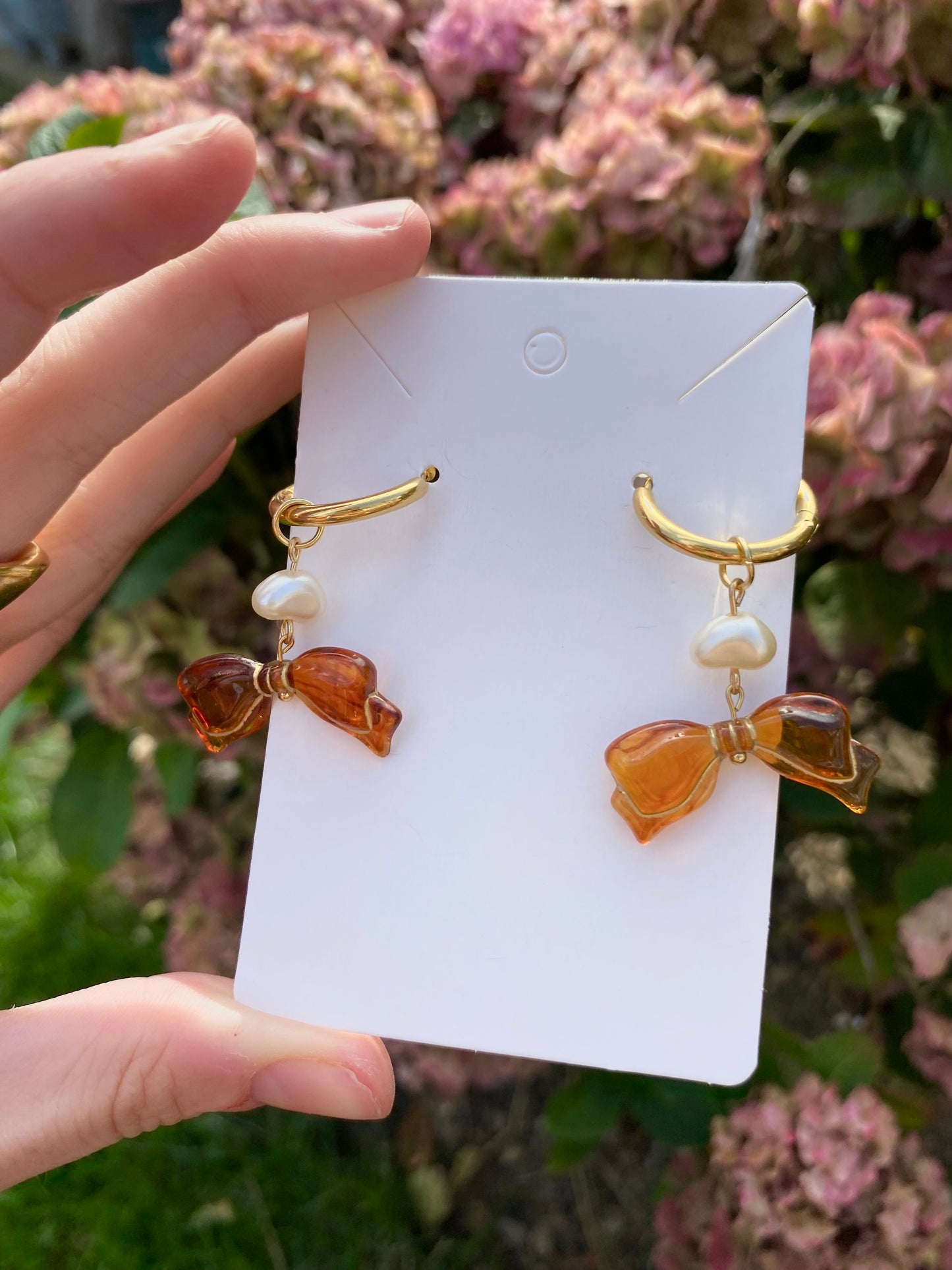 deep amber bow chunky hoops