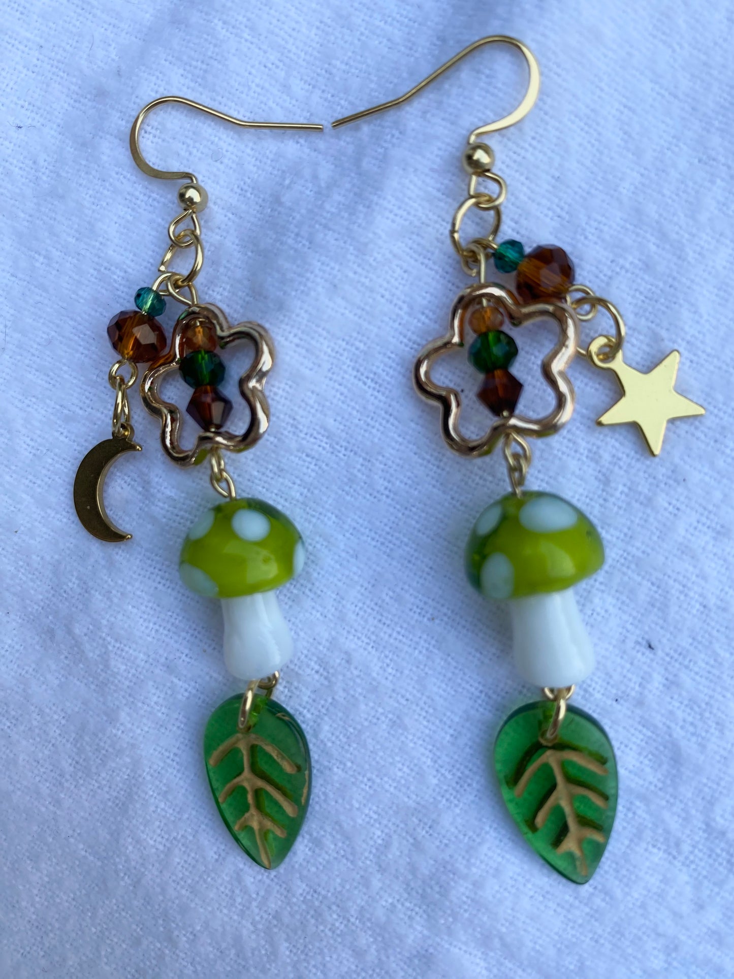 mushroom garden earrings