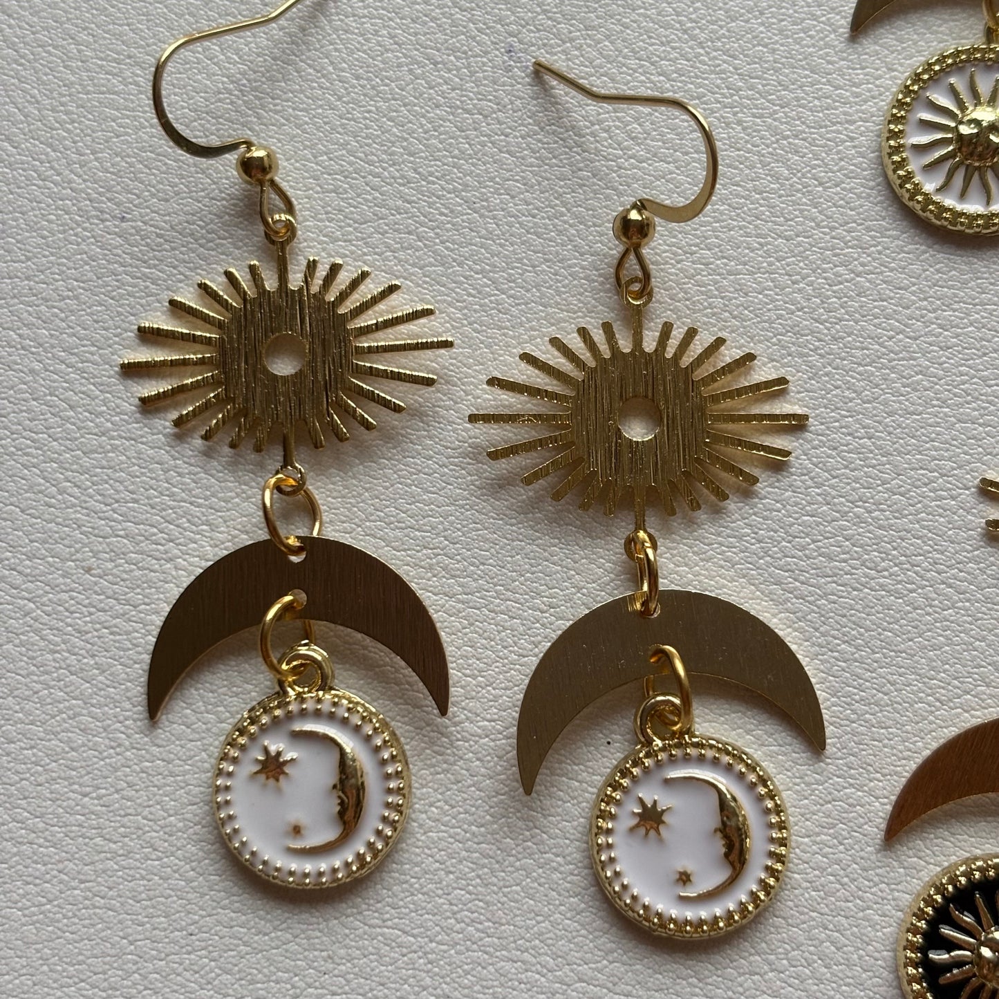 whimsical sun and moon earrings