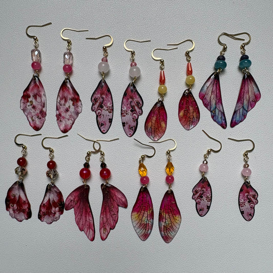 pink butterfly wing earrings