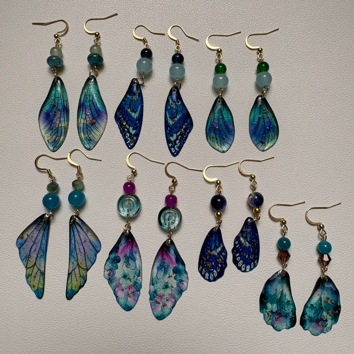 blue butterfly wing earrings