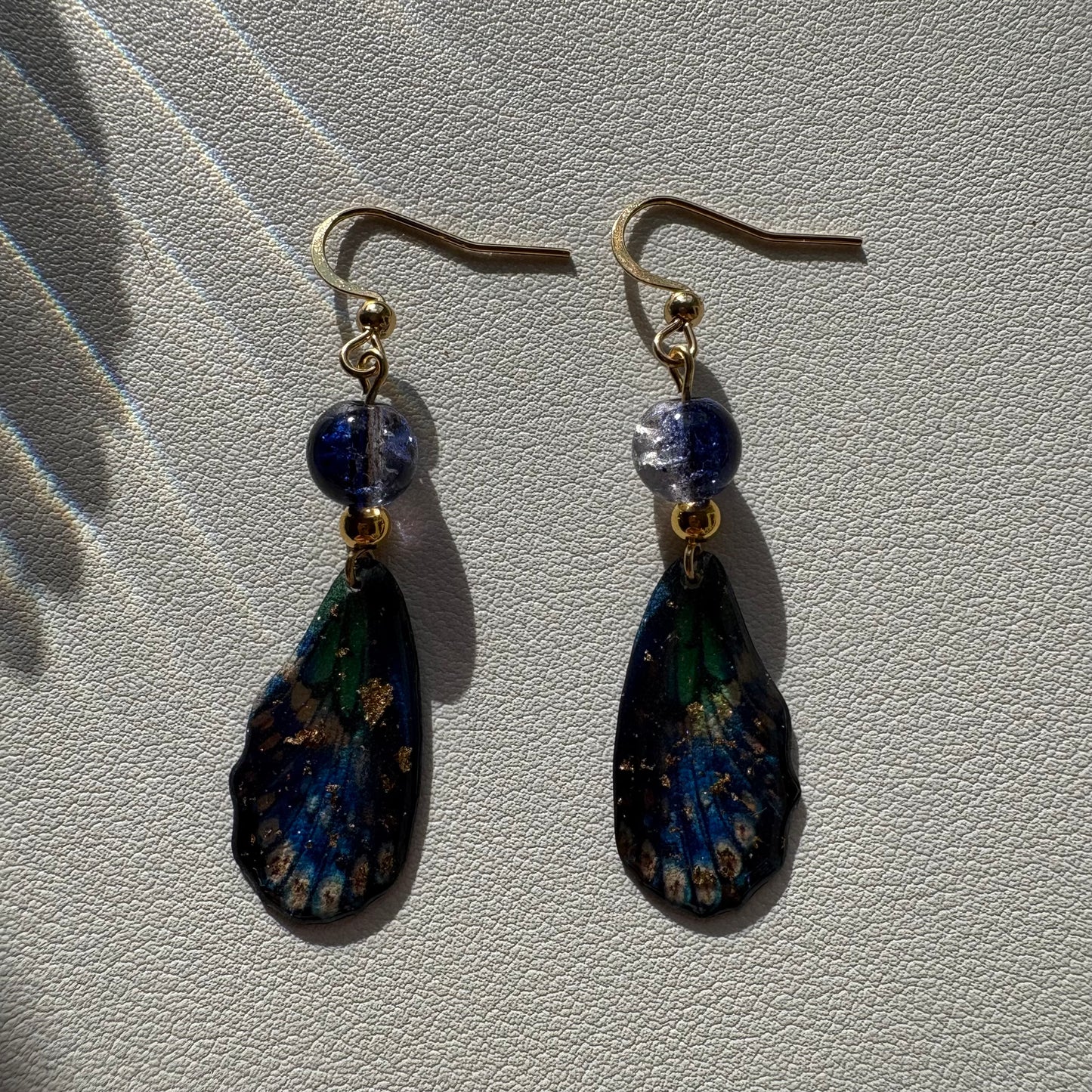 blue butterfly wing earrings