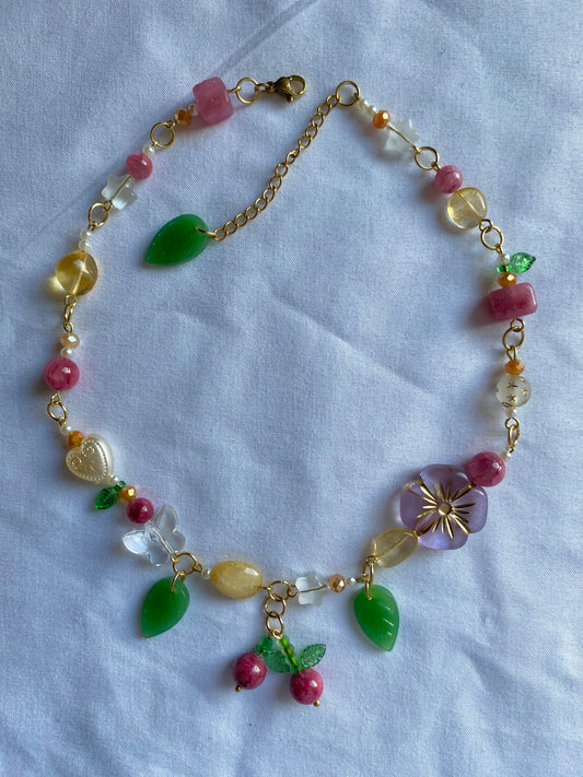 raspberry crumble necklace