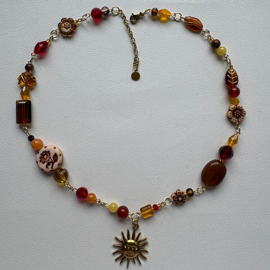gold sunrise in the 70s bohemian necklace