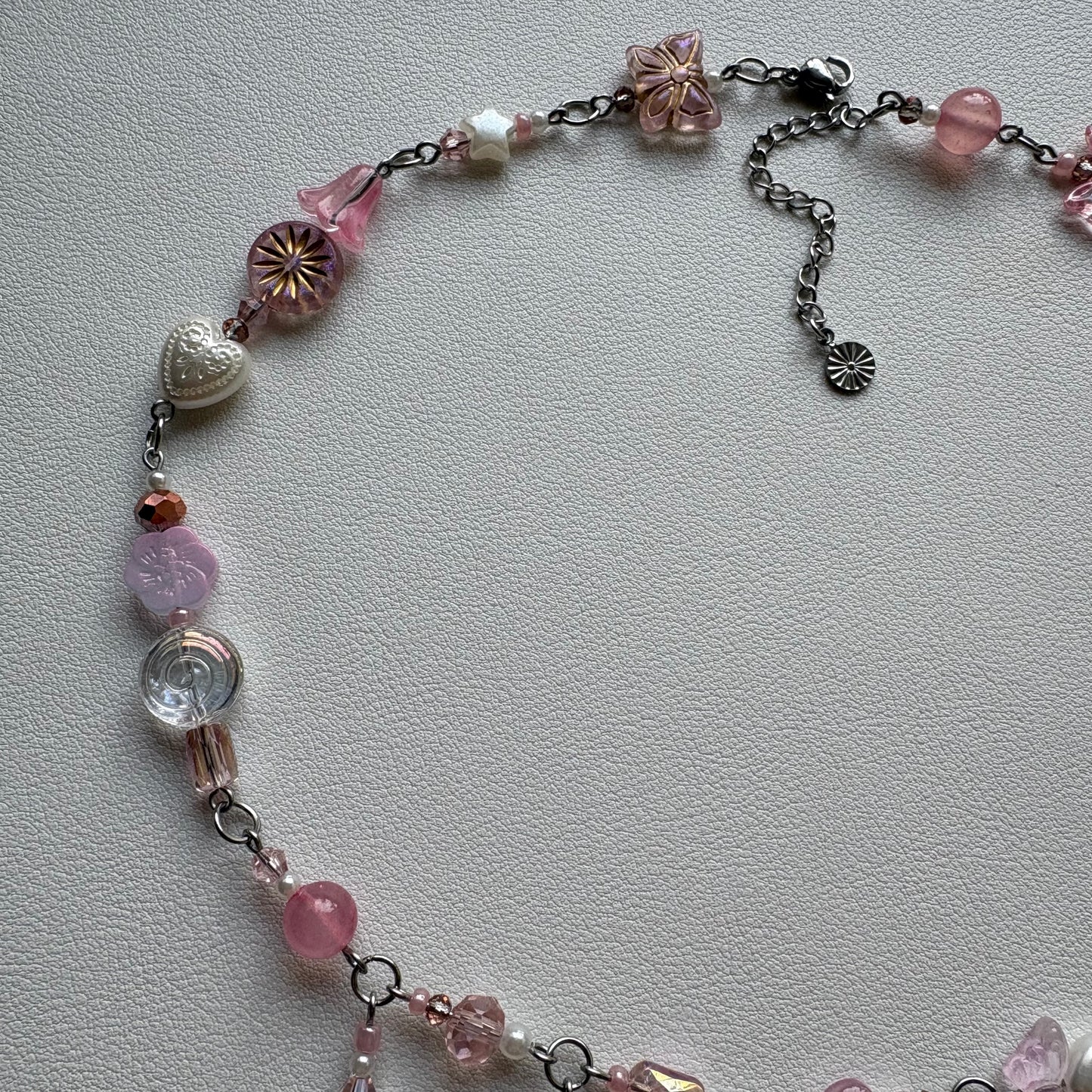silver pink pony club necklace