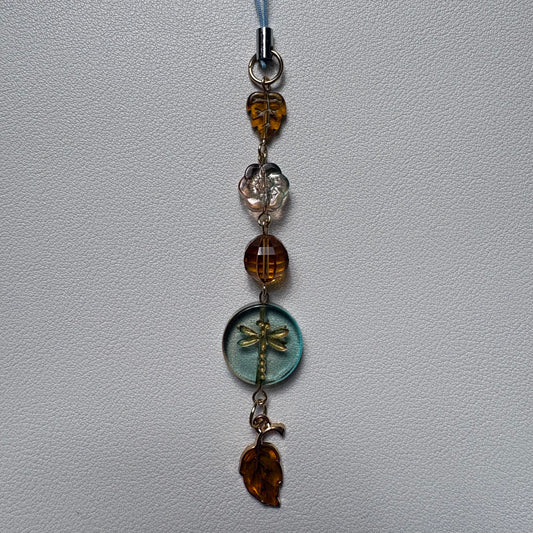 golden dragonfly phone charm