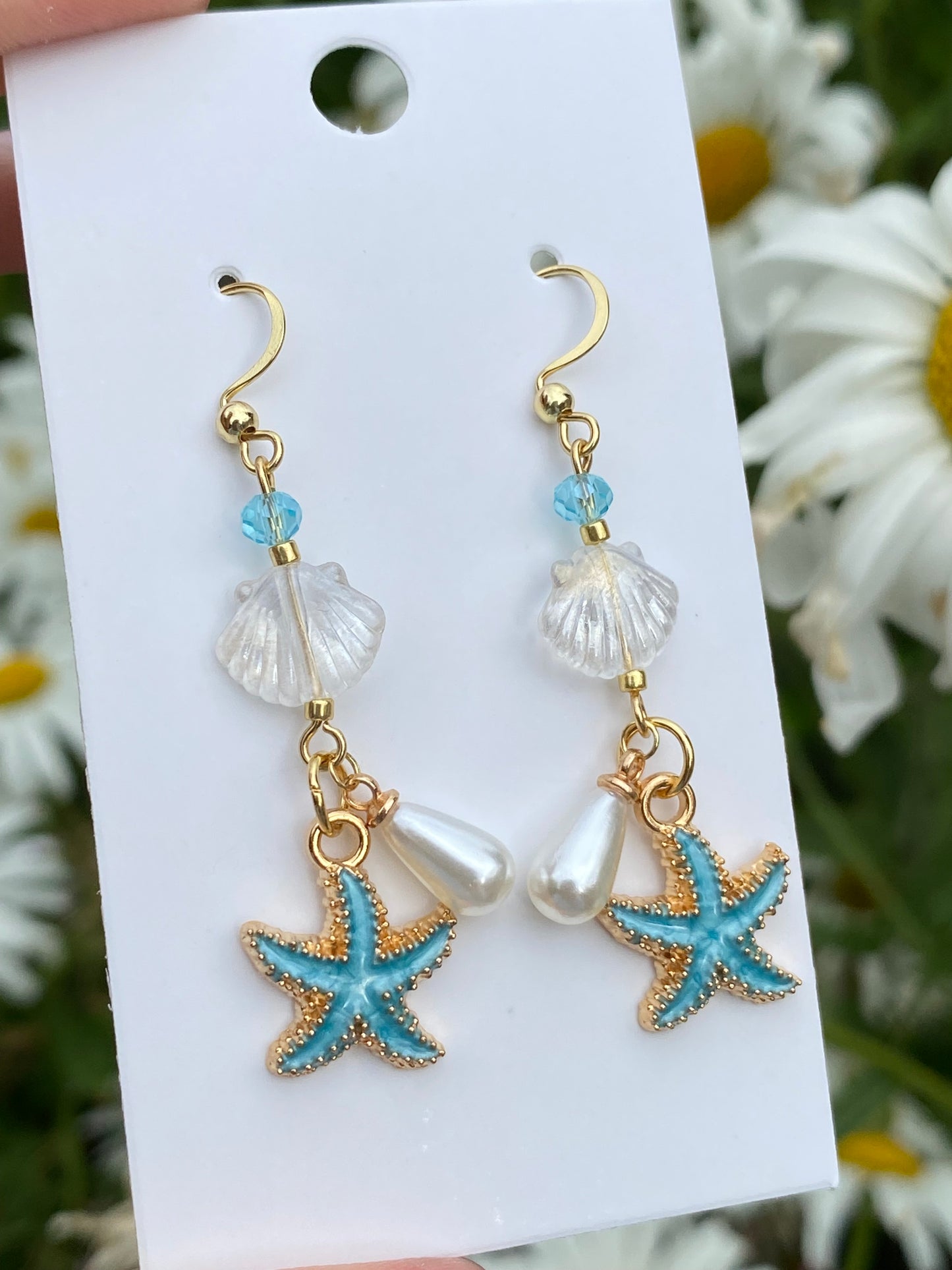 sea mist pearly dangle earrings
