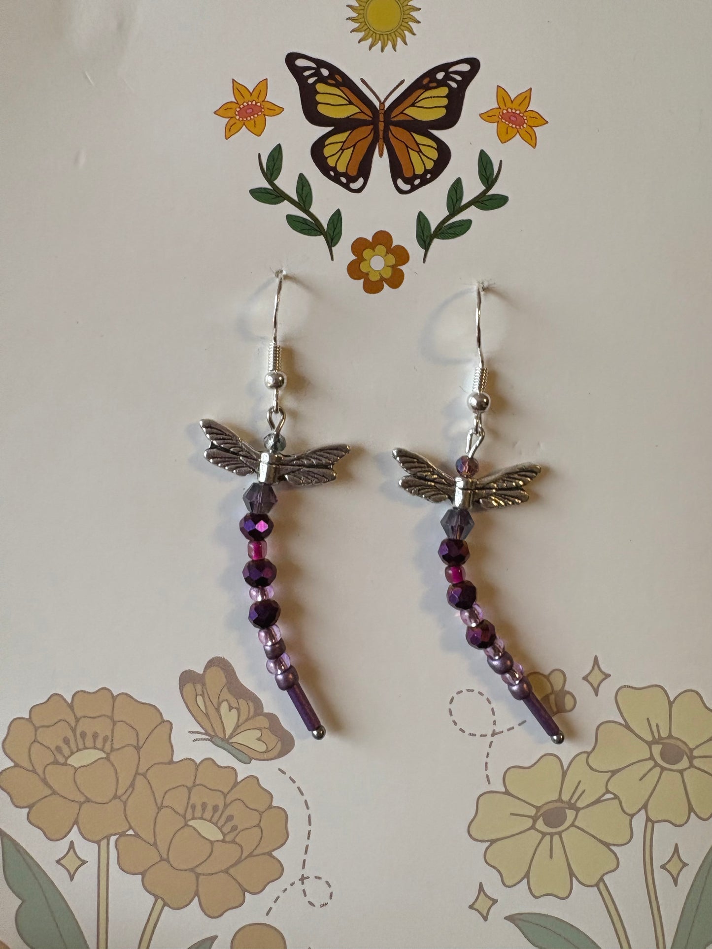 purple dragonfly earrings