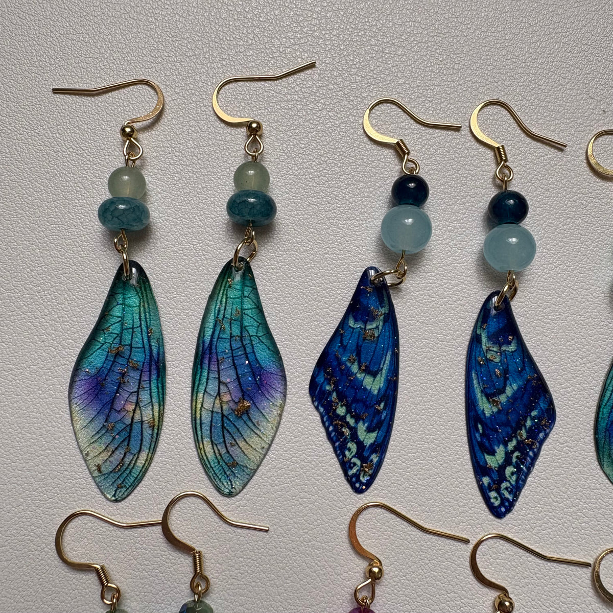 blue butterfly wing earrings