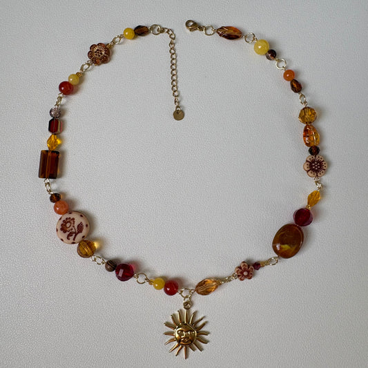 gold sunrise in the 70s bohemian necklace