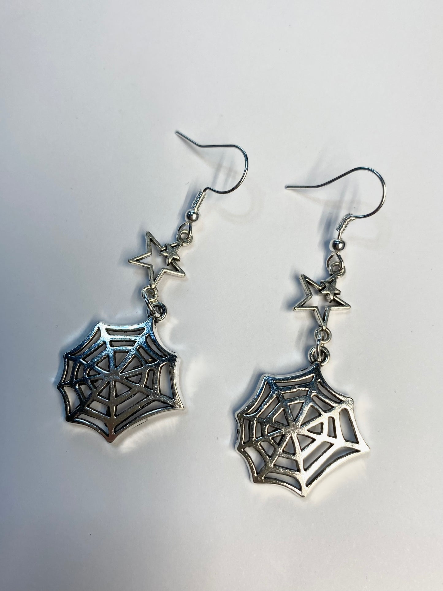 SILVER* funky cobweb earrings