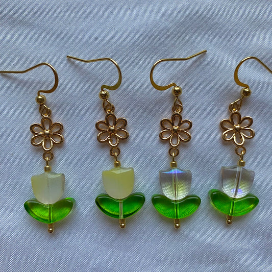 glass tulip earrings