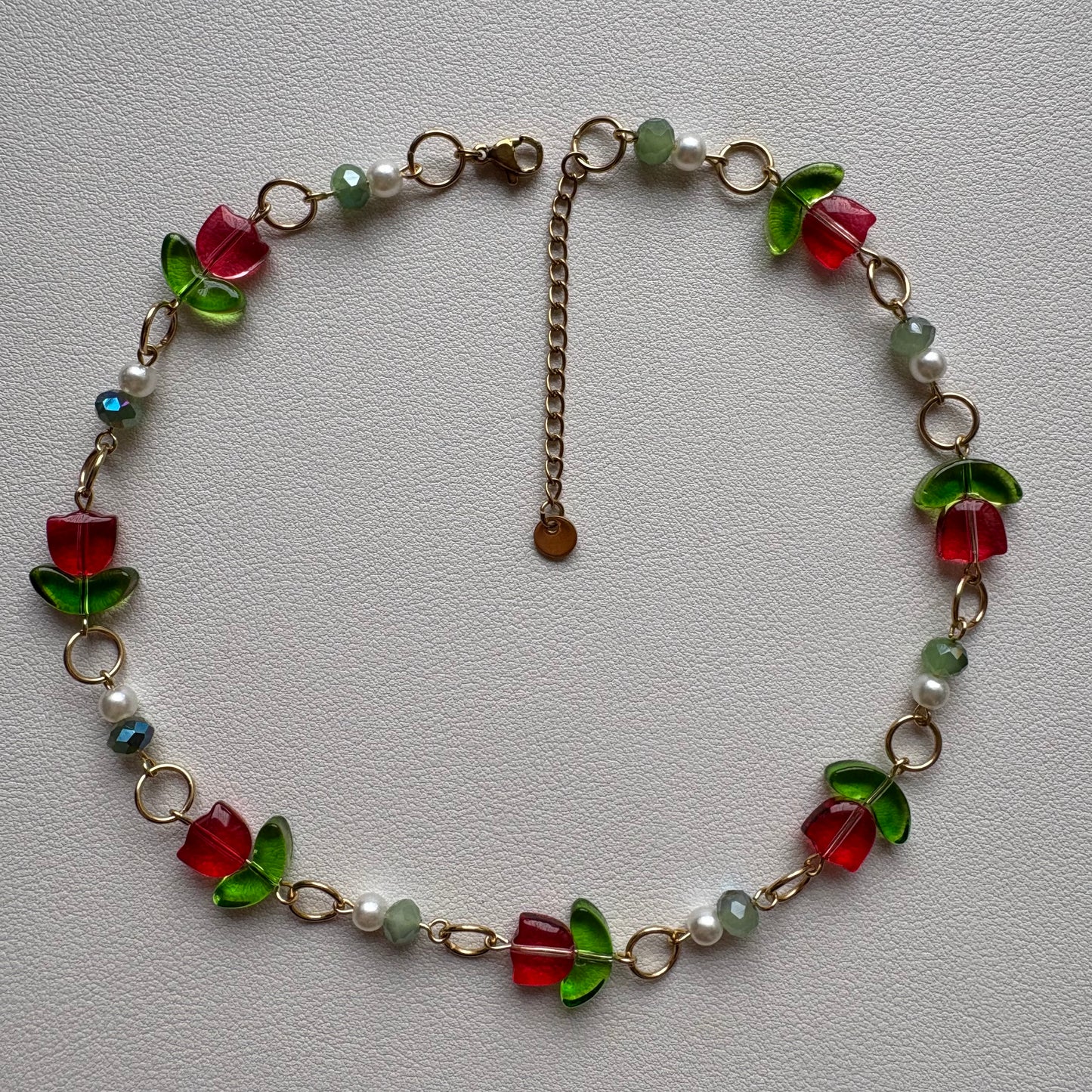 red tulip choker- gold