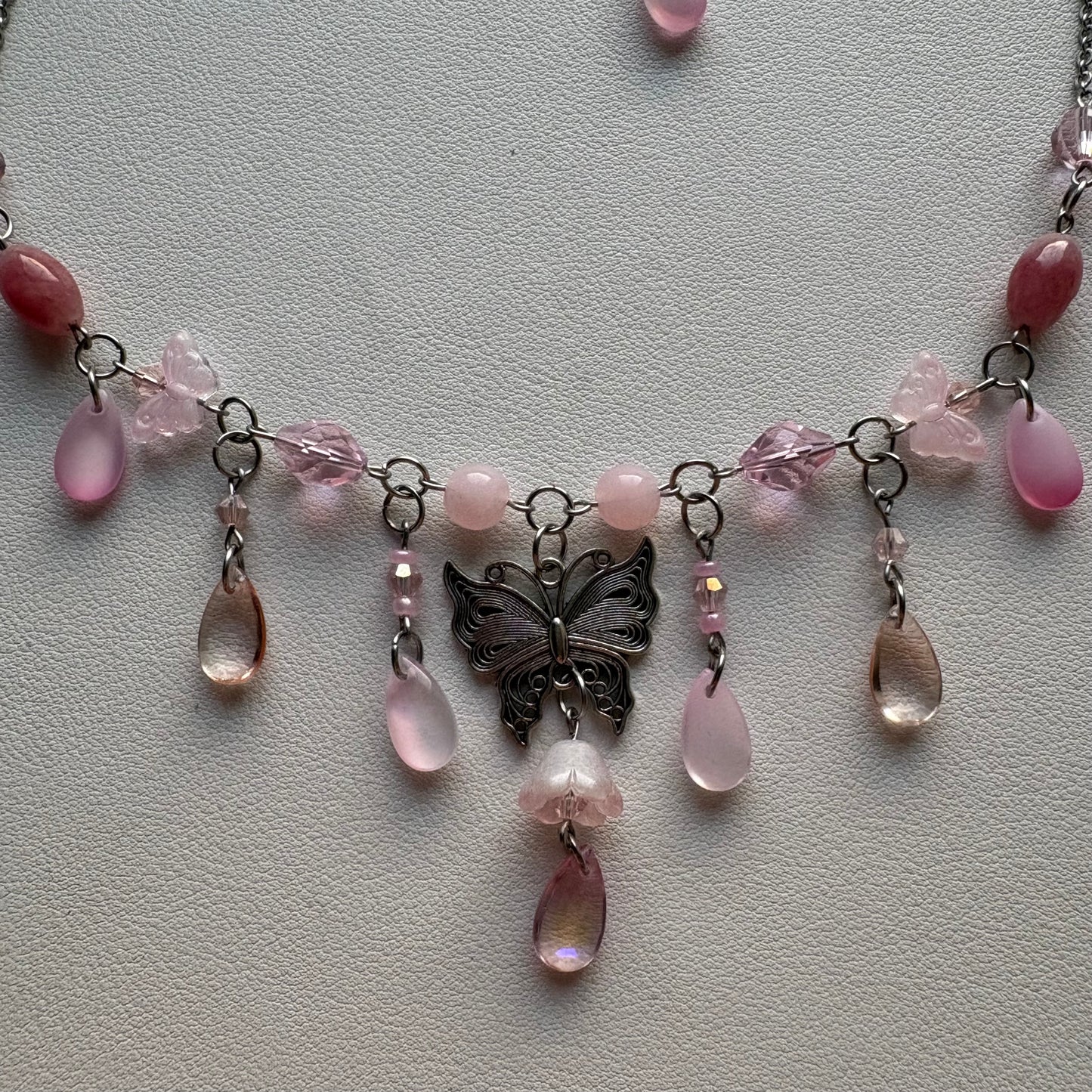 pink butterfly necklace