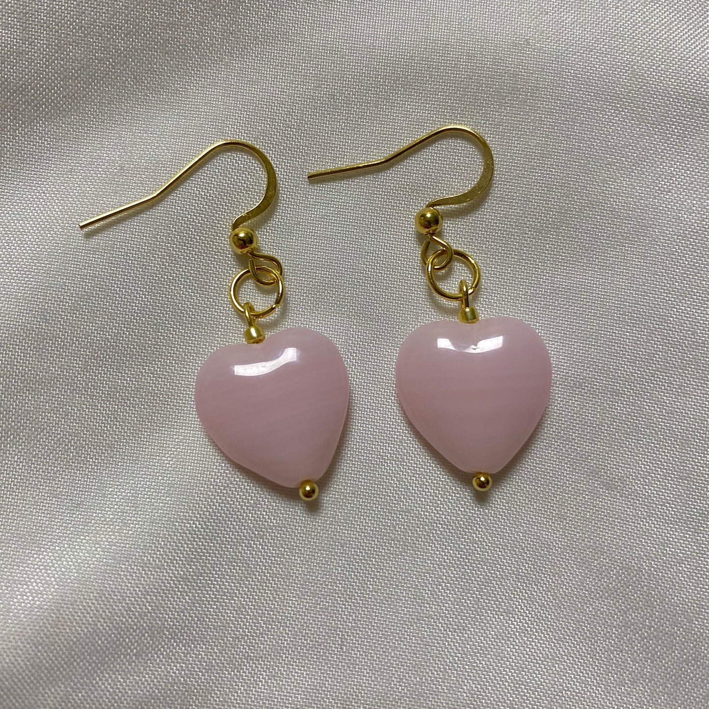 pink glass heart earrings