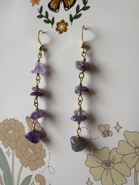 purple crystal drop dangle earrings