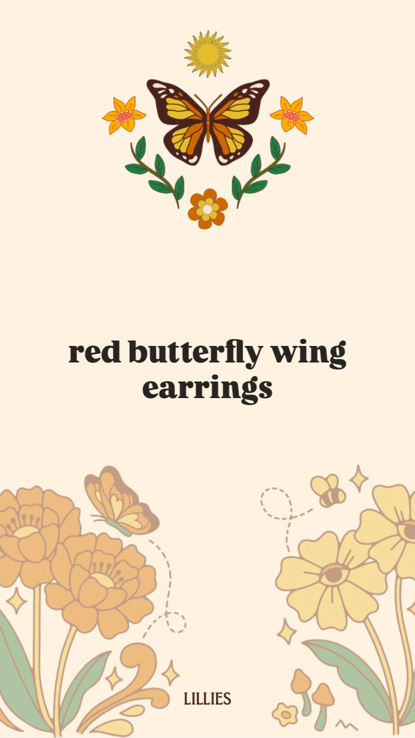 custom red butterfly wing earrings