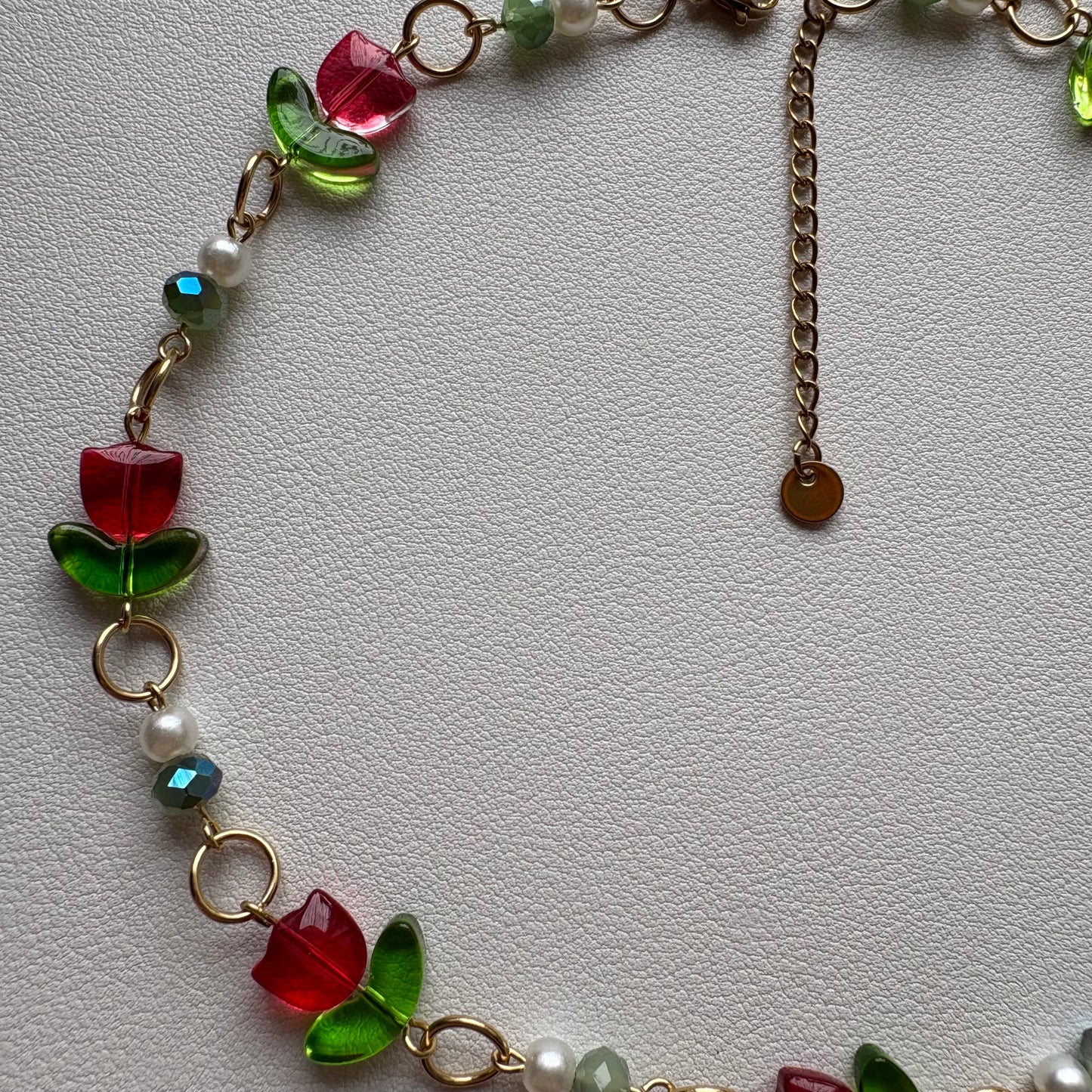 red tulip choker- gold