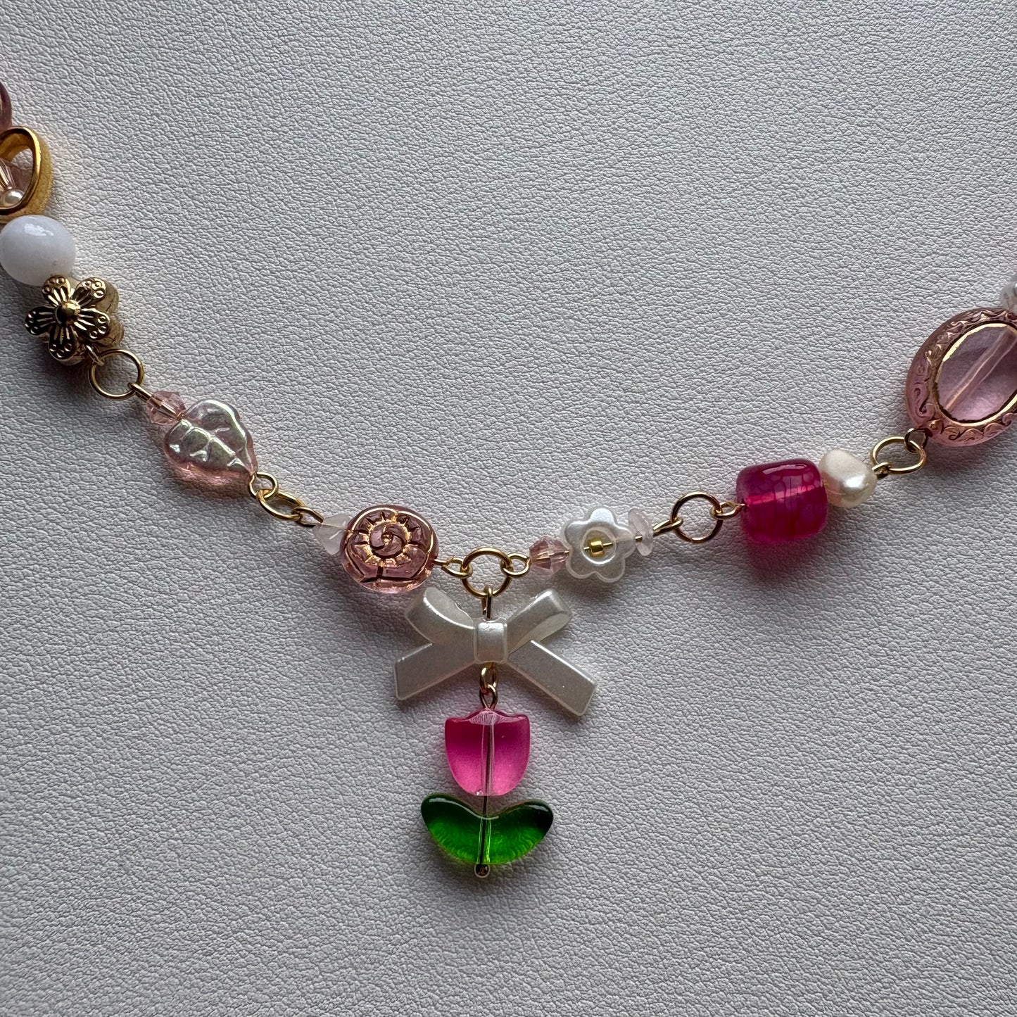 pink valentines necklace