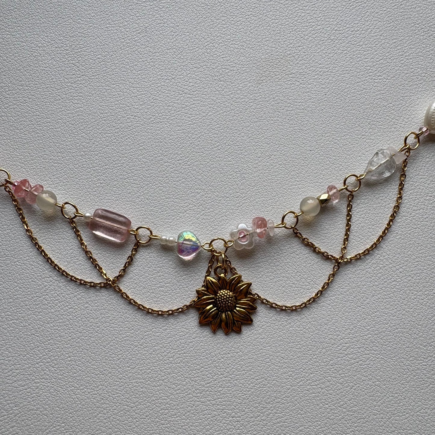 pink sunflower necklace