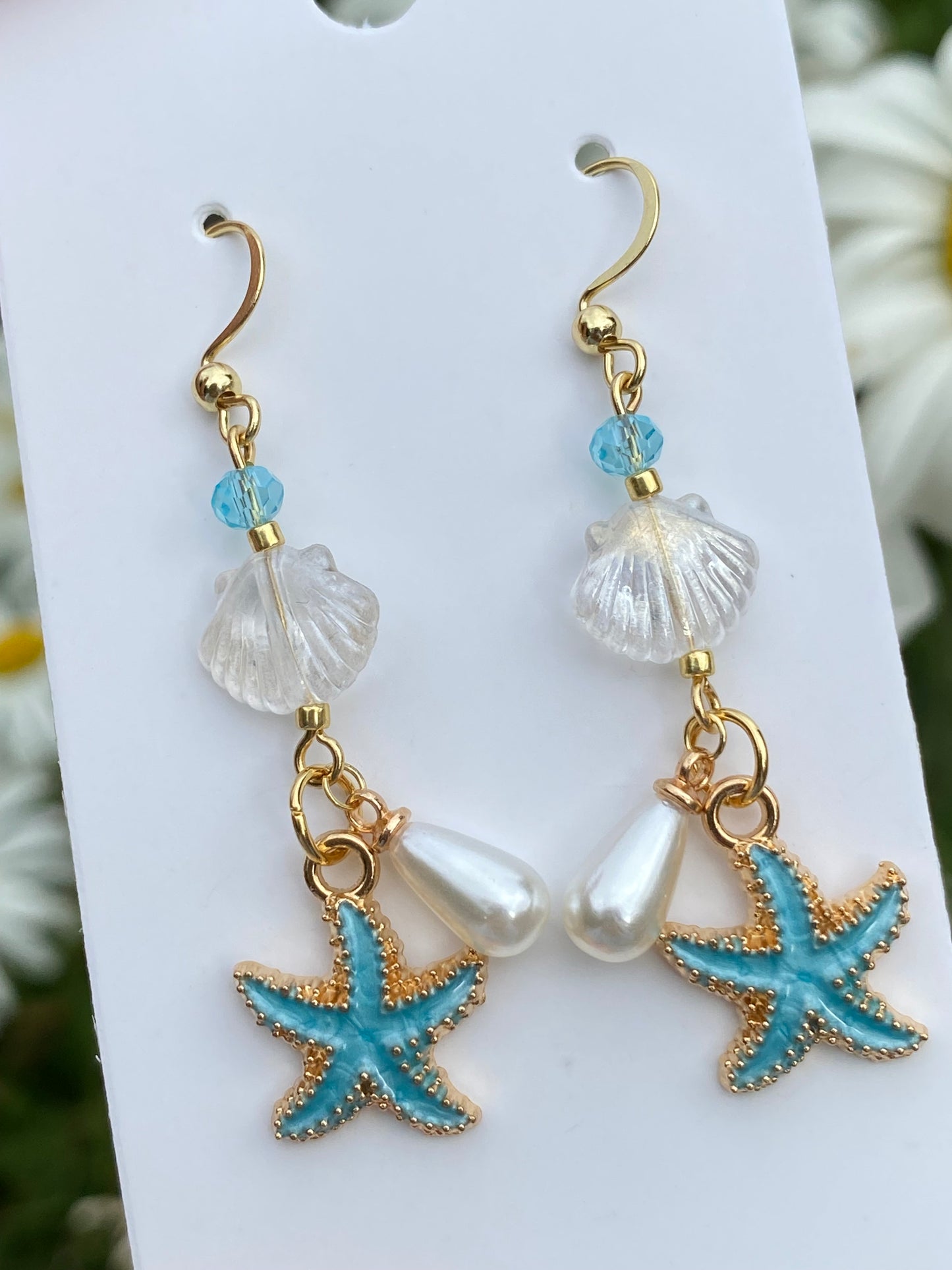 sea mist pearly dangle earrings