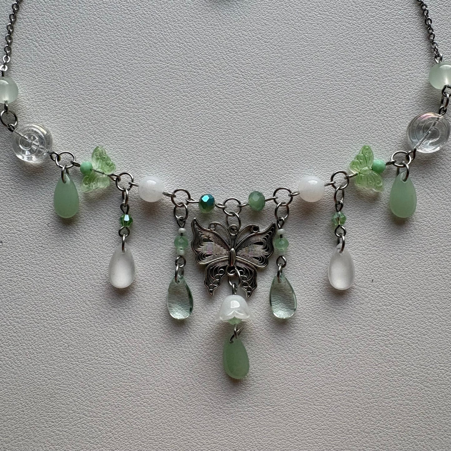 green butterfly necklace