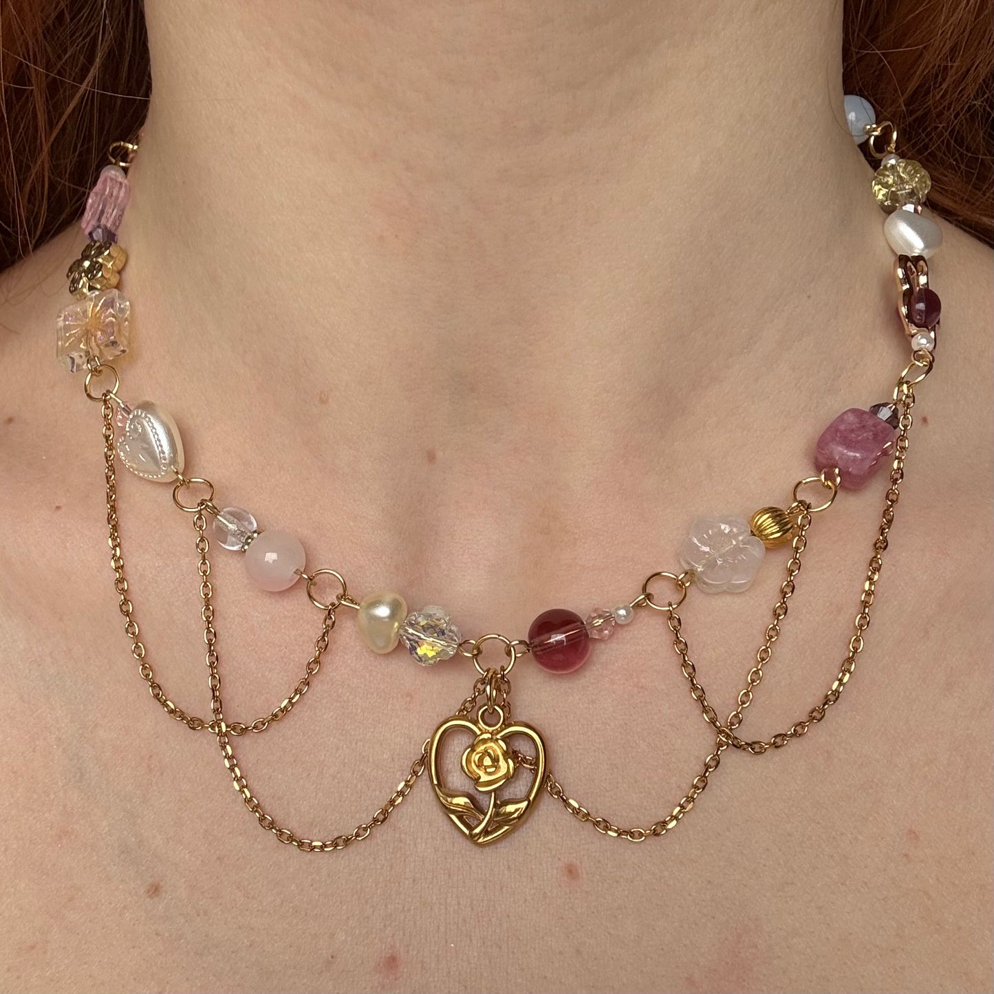 purple rose necklace