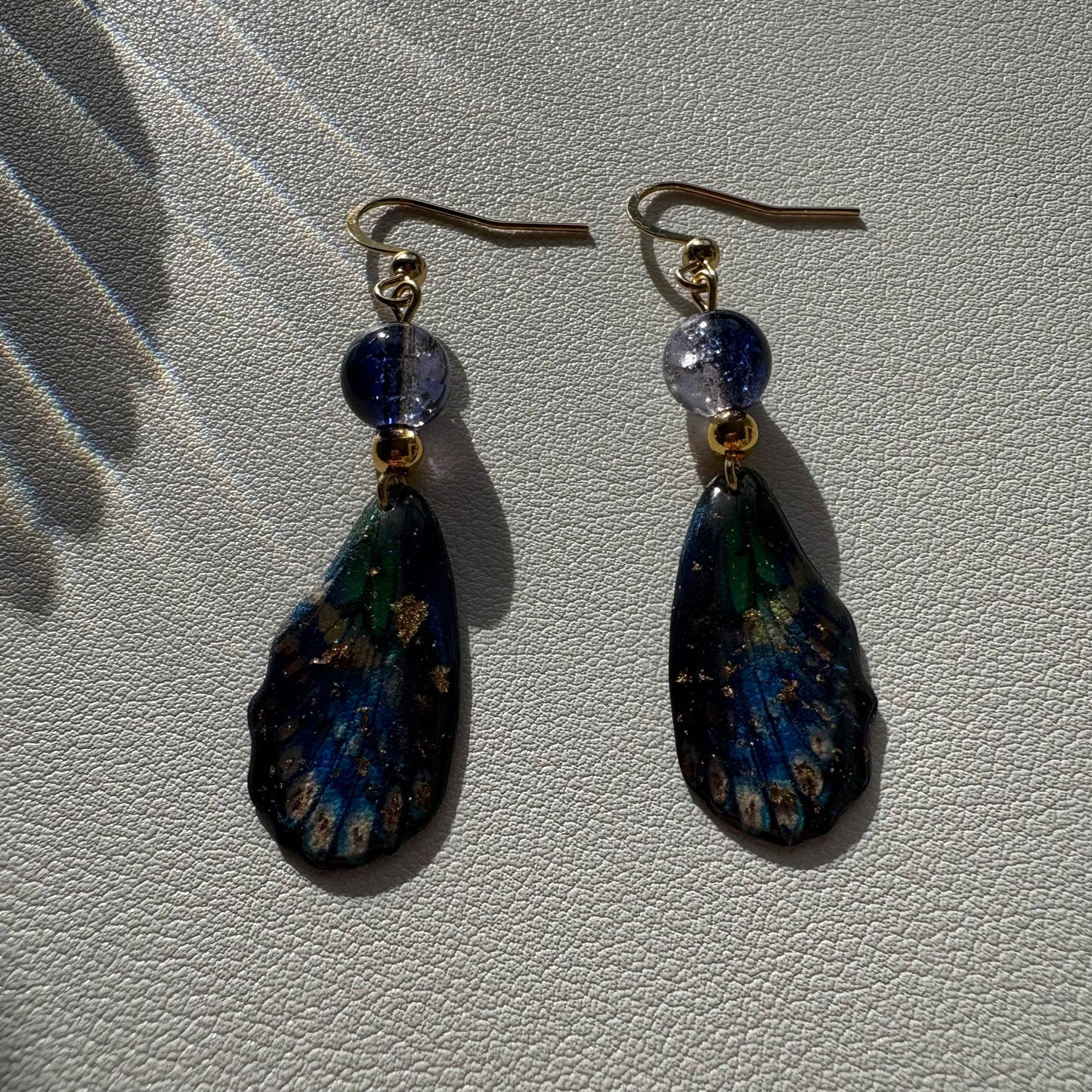 blue butterfly wing earrings