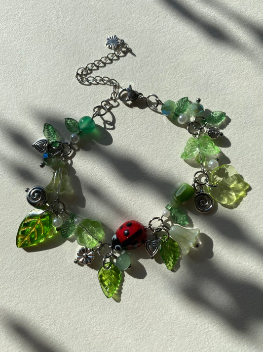 ladybug swirl clutter charm bracelet