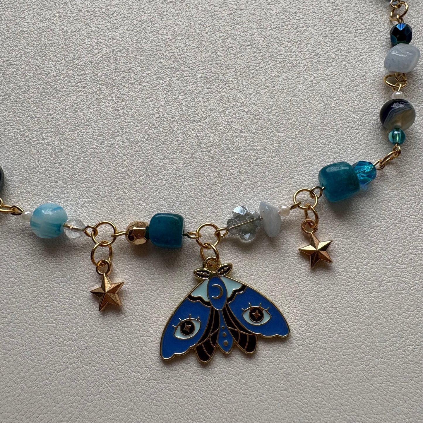 blue moth necklace