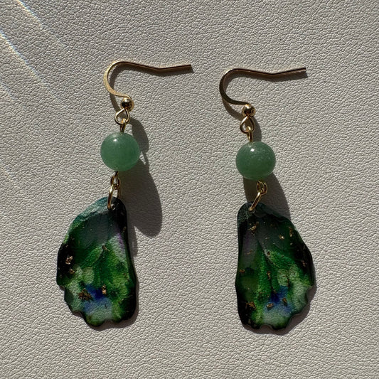 green butterfly wing earrings