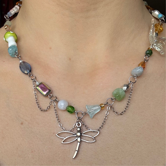 iridescent dragonfly necklace