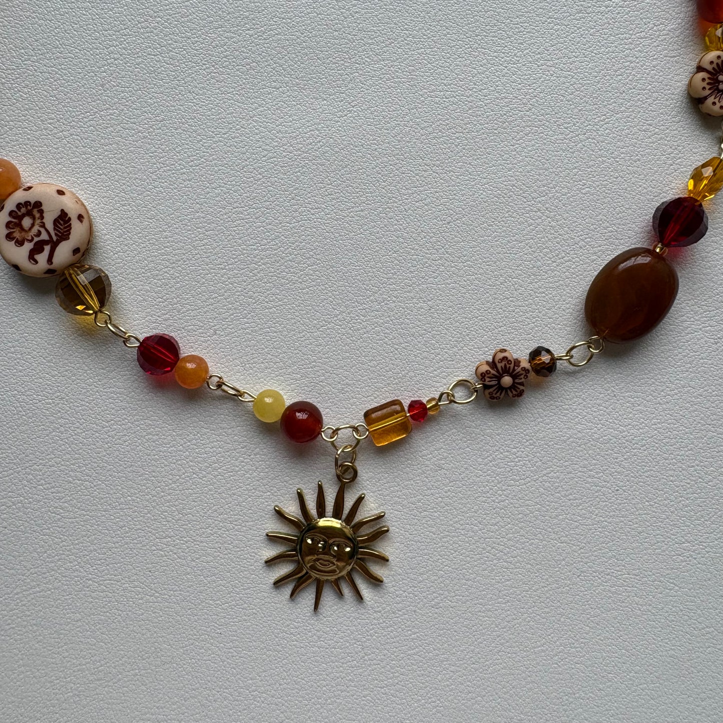 gold sunrise in the 70s bohemian necklace