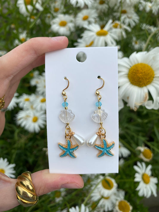 sea mist pearly dangle earrings