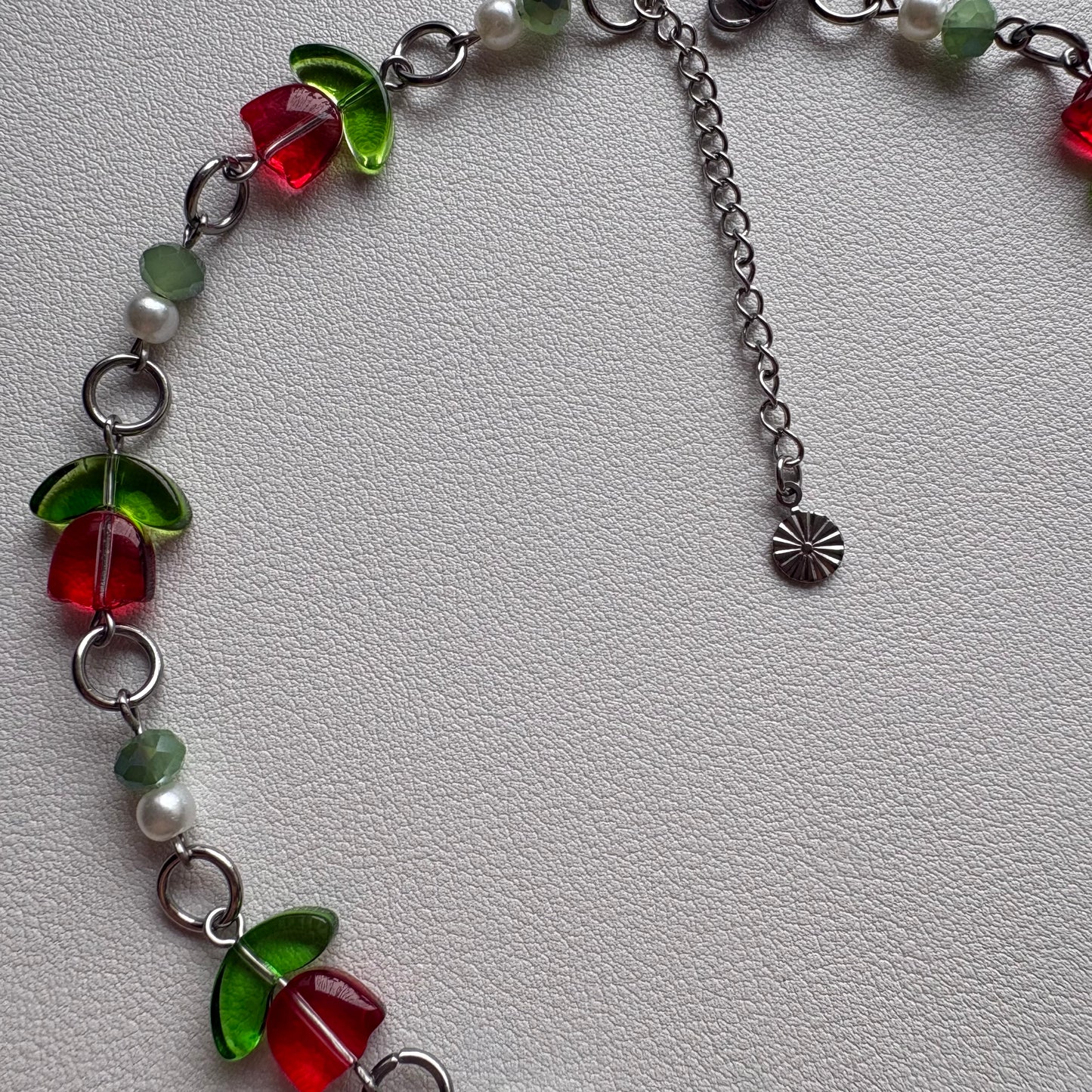 red tulip choker- silver