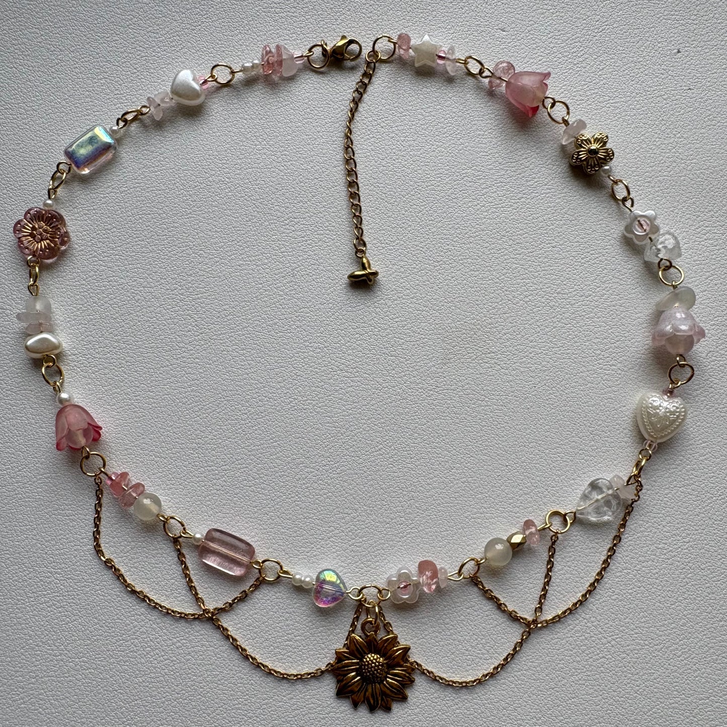 pink sunflower necklace