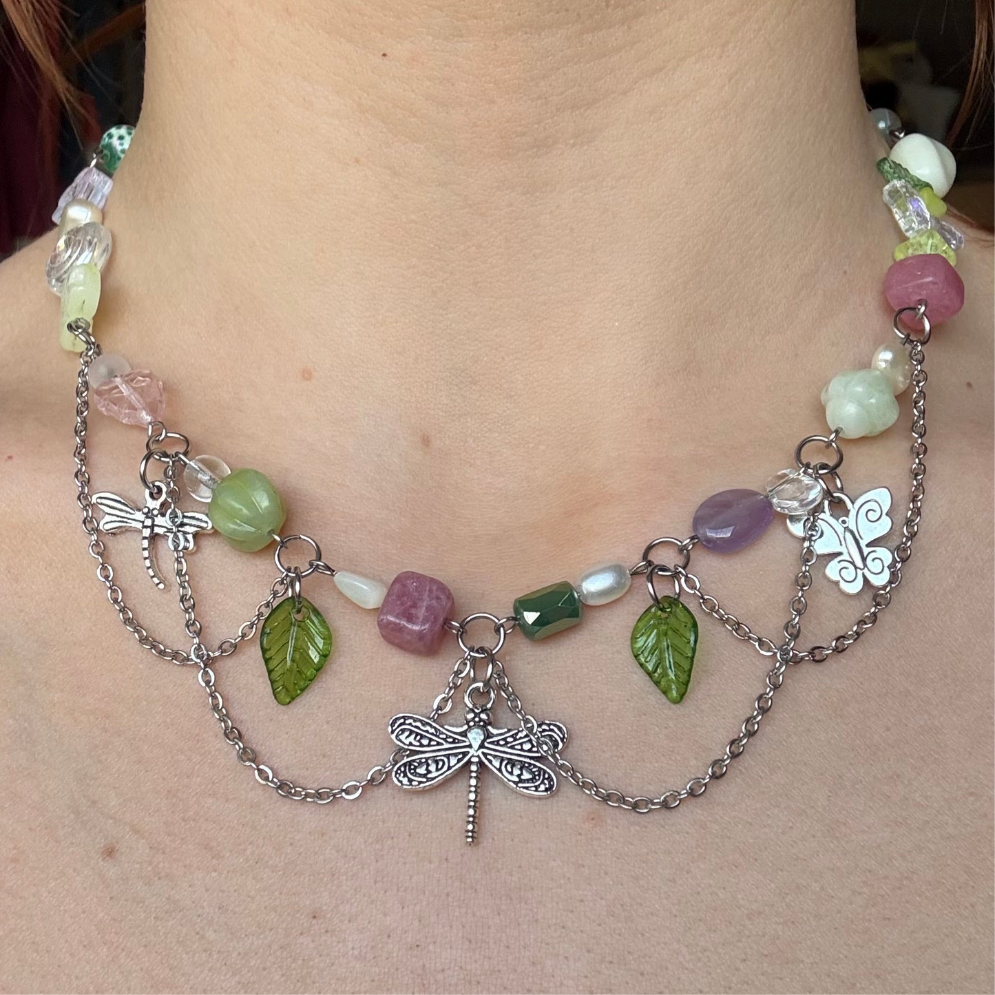 pink dragonfly necklace