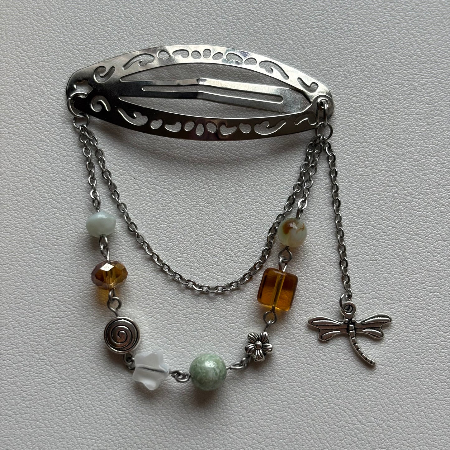 dragonfly garden hair clip