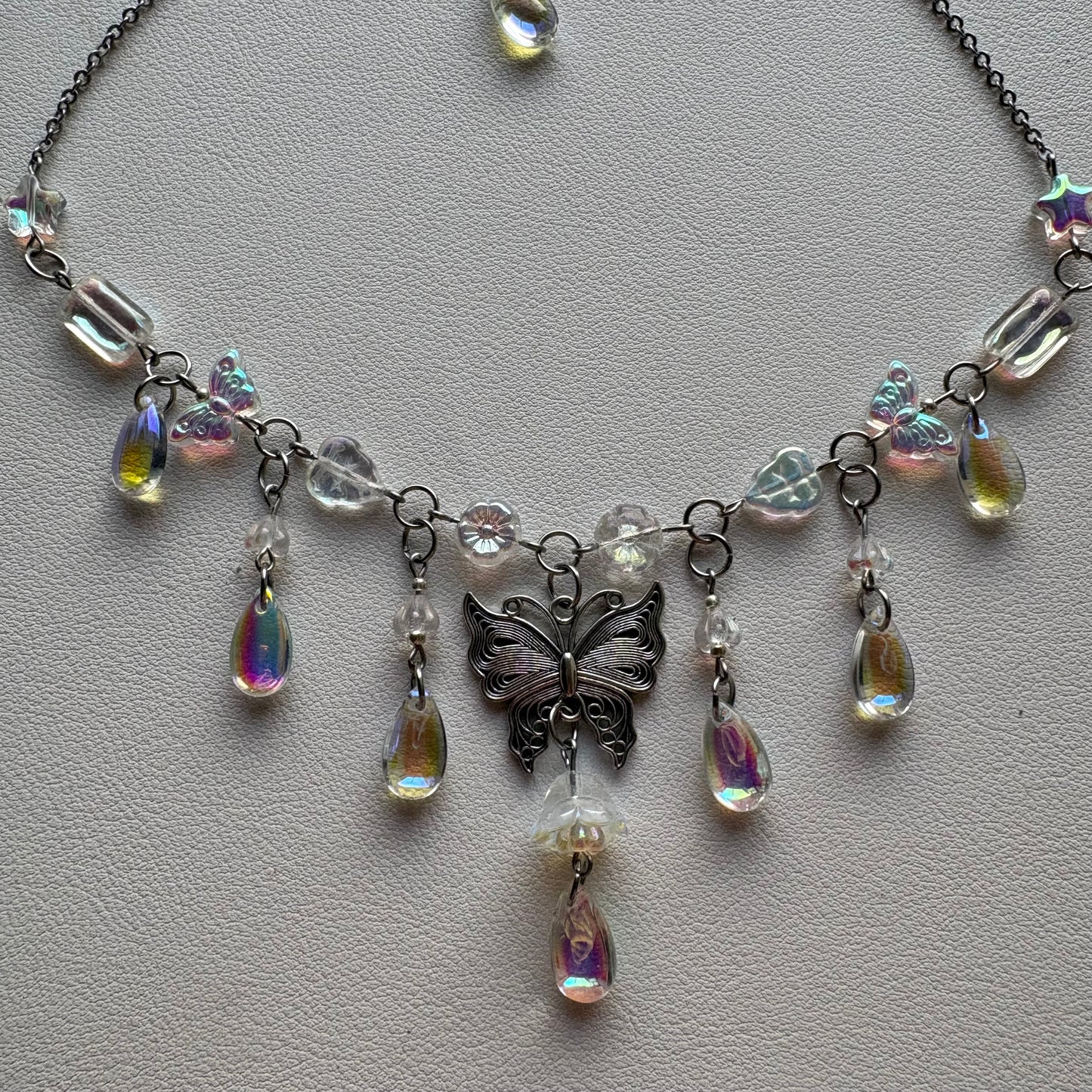 iridescent butterfly necklace