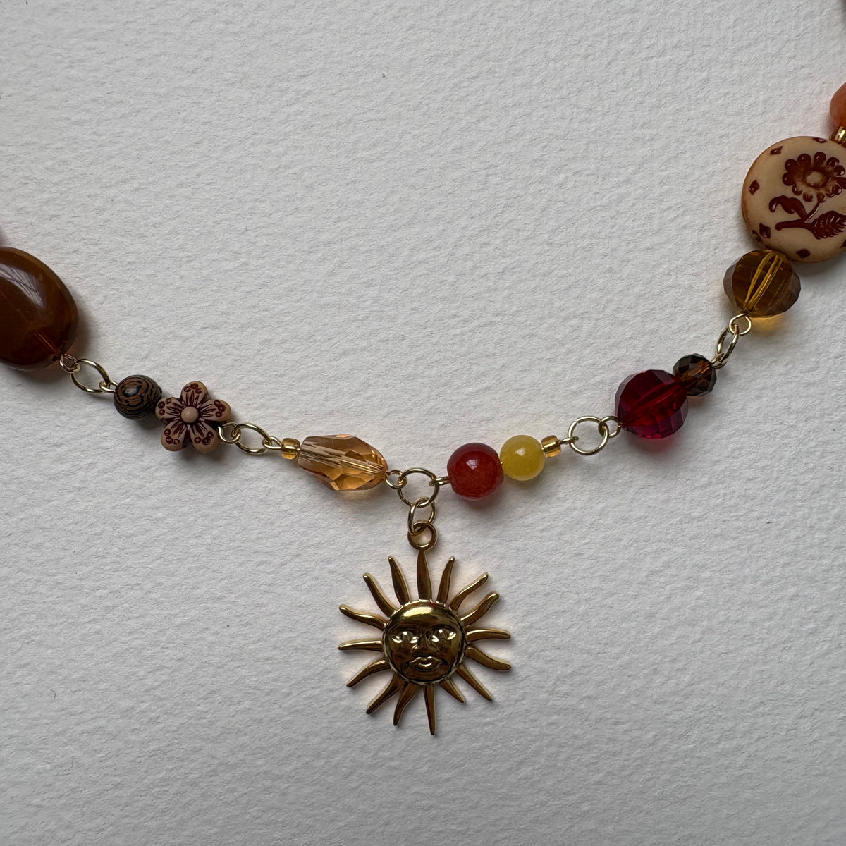 gold sunrise in the 70s bohemian necklace