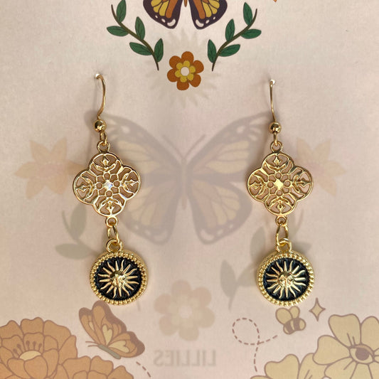 black royal sun earrings