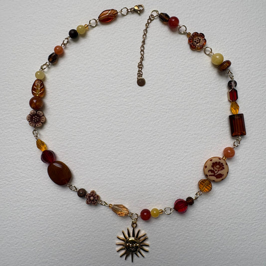 gold sunrise in the 70s bohemian necklace